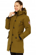 Купить Куртка парка зимняя женская цвета хаки 1802Kh, фото 3
