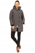 Купить Куртка парка зимняя женская темно-серого цвета 1802TC