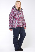Купить Куртка горнолыжная женская большого размера малинового цвета 18112M, фото 3