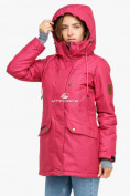 Купить Куртка парка зимняя женская малинового цвета 18113М, фото 4