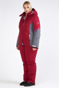 Купить Костюм горнолыжный женский большого размера бордового цвета 01934Bo, фото 4