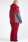 Купить Костюм горнолыжный женский большого размера бордового цвета 01934Bo, фото 5