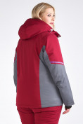 Купить Куртка горнолыжная женская большого размера бордового цвета 1934Bo, фото 3