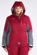 Купить Куртка горнолыжная женская большого размера бордового цвета 1934Bo, фото 5