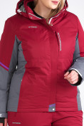 Купить Куртка горнолыжная женская большого размера бордового цвета 1934Bo, фото 6
