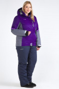 Купить Костюм горнолыжный женский большого размера темно-фиолетового цвета 01934TF, фото 3