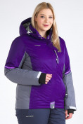 Купить Куртка горнолыжная женская большого размера темно-фиолетового цвета 1934TF, фото 3