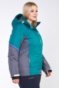 Купить Куртка горнолыжная женская большого размера зеленого цвета 1934Z, фото 2