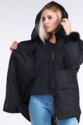 Купить Куртка зимняя женская молодежная с помпонами черного цвета 1943_01Ch, фото 3