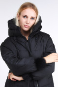 Купить Куртка зимняя женская молодежная с помпонами черного цвета 1943_01Ch