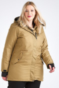 Купить Куртка парка зимняя женская большого размера горчичного цвета 19491G, фото 4