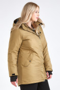 Купить Куртка парка зимняя женская большого размера горчичного цвета 19491G, фото 5