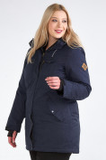 Купить Куртка парка зимняя женская большого размера темно-синего цвета 19491TS, фото 3