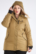 Купить Куртка парка зимняя женская большого размера горчичного цвета 19491G, фото 8
