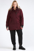 Купить Куртка парка зимняя женская большого размера бордового цвета 19491Bo, фото 7