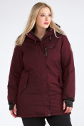 Купить Куртка парка зимняя женская большого размера бордового цвета 19491Bo, фото 4
