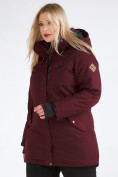 Купить Куртка парка зимняя женская большого размера бордового цвета 19491Bo, фото 6