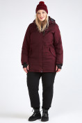 Купить Куртка парка зимняя женская большого размера бордового цвета 19491Bo