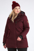 Купить Куртка парка зимняя женская большого размера бордового цвета 19491Bo, фото 9
