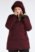 Купить Куртка парка зимняя женская большого размера бордового цвета 19491Bo, фото 14