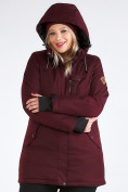Купить Куртка парка зимняя женская большого размера бордового цвета 19491Bo, фото 15