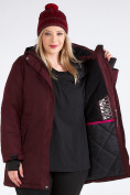 Купить Куртка парка зимняя женская большого размера бордового цвета 19491Bo, фото 17