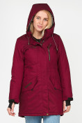 Купить Куртка парка зимняя женская бордового цвета 1963Bo, фото 5