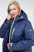 Купить Куртка горнолыжная женская большого размера темно-синего цвета 21982TS, фото 4