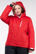 Купить Куртка горнолыжная женская большого размера красного цвета 21982Kr, фото 5