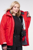 Купить Куртка горнолыжная женская большого размера красного цвета 21982Kr, фото 10