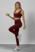 Купить Спортивный костюм для фитнеса женский бордового цвета 20006Bo, фото 10