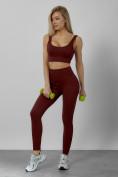 Купить Спортивный костюм для фитнеса женский бордового цвета 20006Bo, фото 11