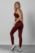 Купить Спортивный костюм для фитнеса женский бордового цвета 20006Bo, фото 3