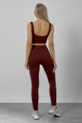 Купить Спортивный костюм для фитнеса женский бордового цвета 20006Bo, фото 4