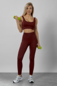 Купить Спортивный костюм для фитнеса женский бордового цвета 20006Bo, фото 8