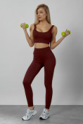 Купить Спортивный костюм для фитнеса женский бордового цвета 20006Bo, фото 9