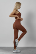 Купить Спортивный костюм для фитнеса женский коричневого цвета 20006K, фото 4