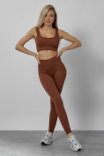 Купить Спортивный костюм для фитнеса женский коричневого цвета 20006K, фото 5