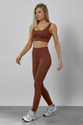 Купить Спортивный костюм для фитнеса женский коричневого цвета 20006K, фото 9