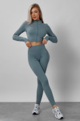 Купить Спортивный костюм для фитнеса женский бирюзового цвета 20007Br, фото 2