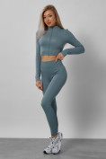 Купить Спортивный костюм для фитнеса женский бирюзового цвета 20007Br, фото 4