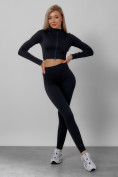 Купить Спортивный костюм для фитнеса женский черного цвета 20007Ch, фото 14