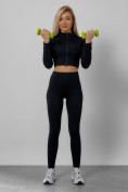 Купить Спортивный костюм для фитнеса женский черного цвета 20007Ch, фото 4
