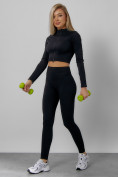 Купить Спортивный костюм для фитнеса женский черного цвета 20007Ch, фото 5