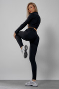 Купить Спортивный костюм для фитнеса женский черного цвета 20007Ch, фото 8