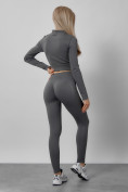 Купить Спортивный костюм для фитнеса женский темно-серого цвета 20007TC, фото 15