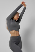 Купить Спортивный костюм для фитнеса женский темно-серого цвета 20007TC, фото 18