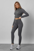Купить Спортивный костюм для фитнеса женский темно-серого цвета 20007TC, фото 2