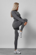 Купить Спортивный костюм для фитнеса женский темно-серого цвета 20007TC, фото 3