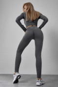 Купить Спортивный костюм для фитнеса женский темно-серого цвета 20007TC, фото 4